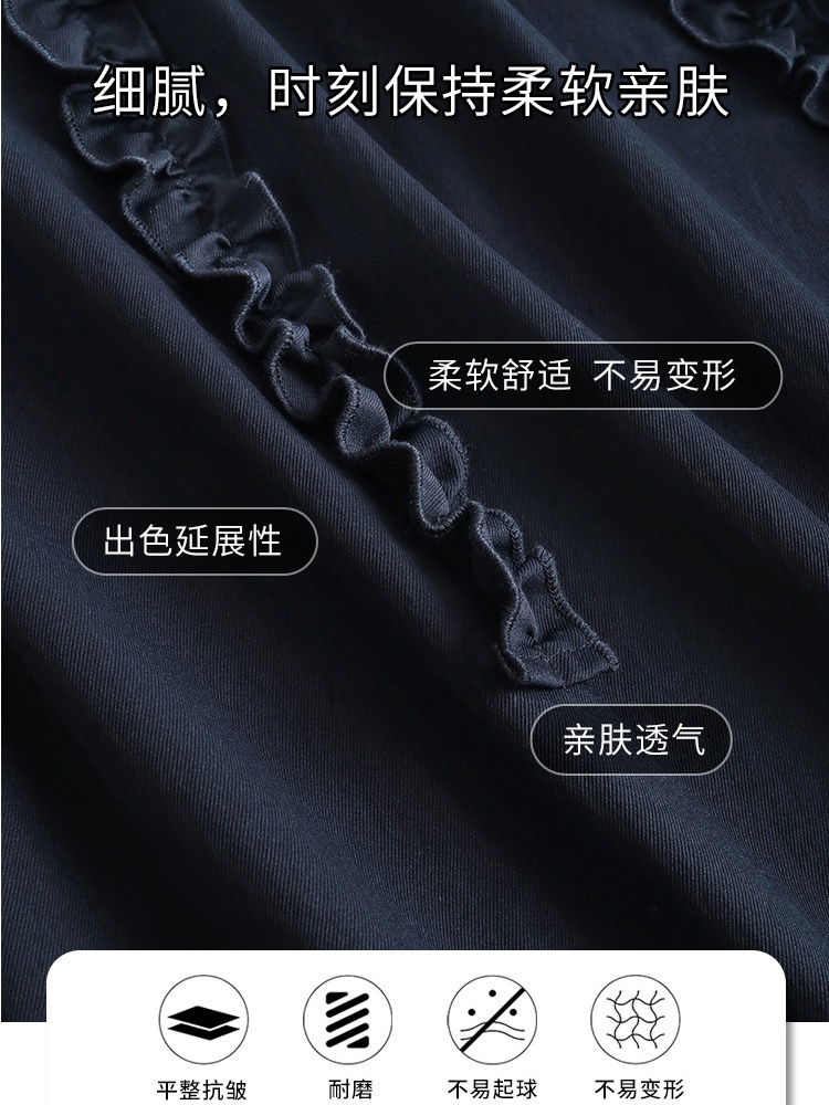 梦卓旋松紧腰木耳花边大摆半身裙ZL2610·蓝色