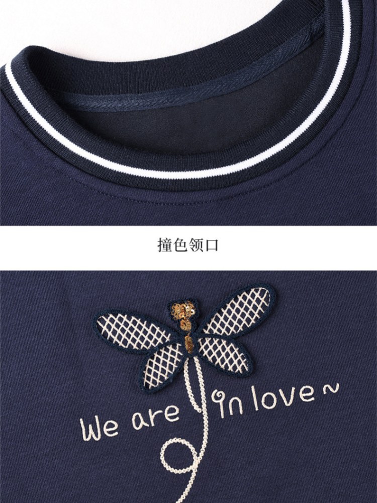 轩凌子蜻蜓刺绣卫衣S82610094·宝蓝色