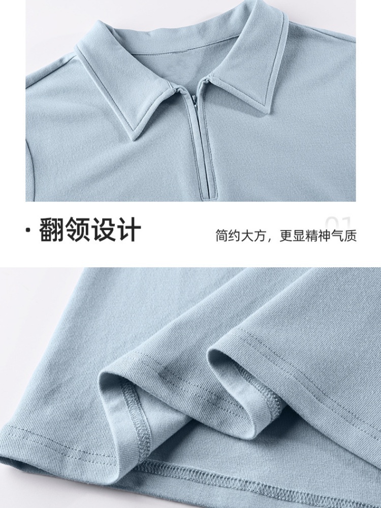 轩凌子正肩翻领poloT恤S82620107·蓝色