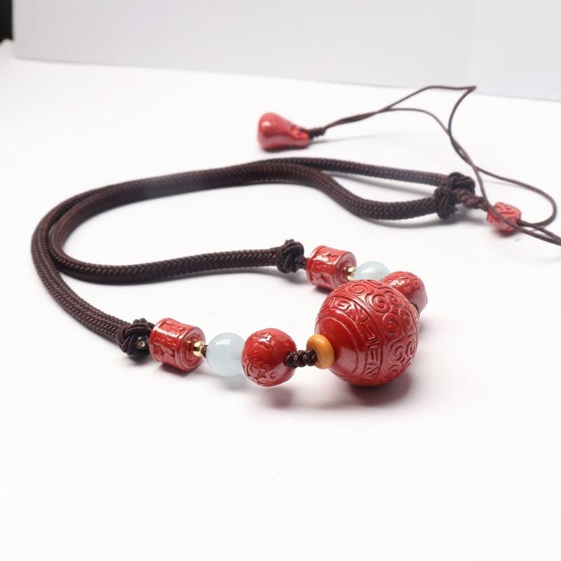 映时.精选高含量回纹珠朱砂项链