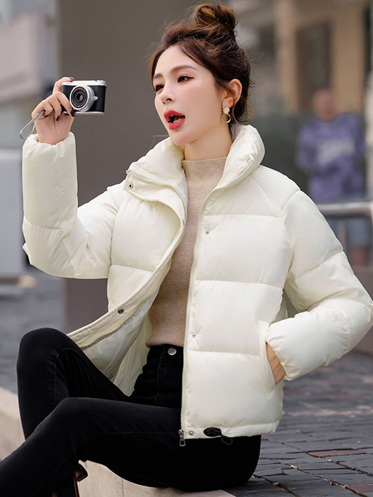 丁摩 冬季厚棉服女短款小个子外套2508·白色