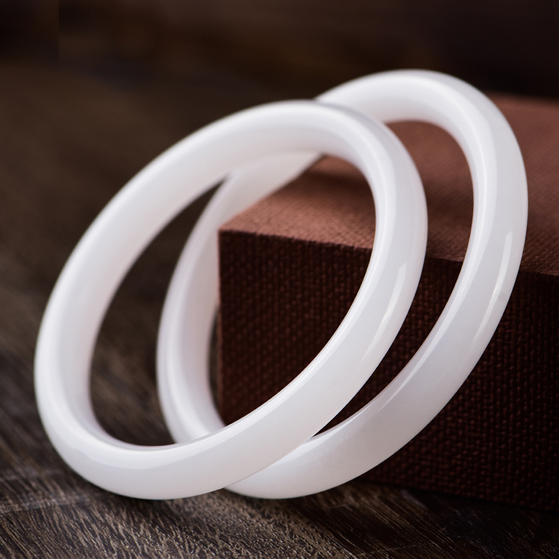 宫玉缘羊脂白金丝玉对镯叮当镯