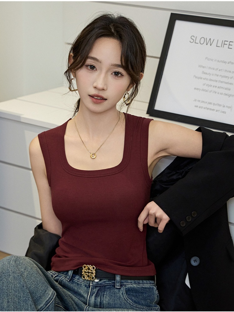 【罩杯一体】2件赛蔻超弹宽肩背心8814-2·麻灰色