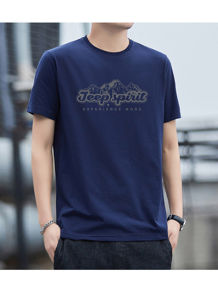 JEEP 圆领短袖T恤男士夏季休闲时尚 TS7502·蓝色