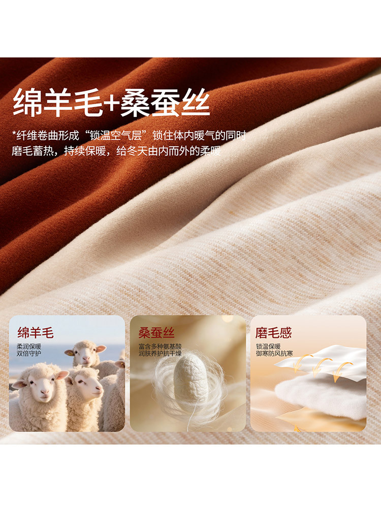 【免穿文胸】新款蚕丝羊毛暖腹轻塑形磨毛保暖背心·香槟