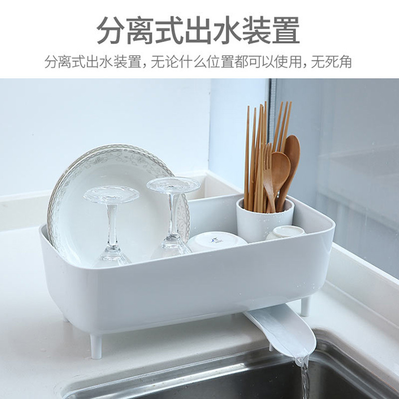 日本放碗架！加厚材质 结实耐用！分离式出水装置碗碟收纳置物架·白色