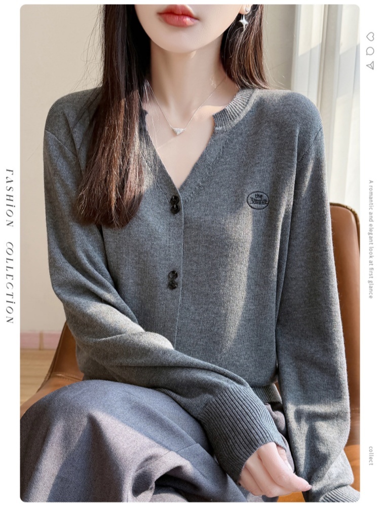 【精纺羊毛】特舒V领纽扣开衫针织衫TS-610·大象灰