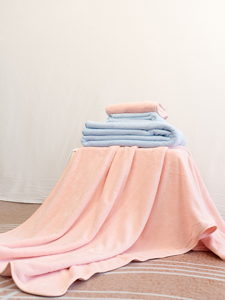 【合众精选】毛浴巾组合三件套70*140cm（蓝色/粉色） TN-PB25034
