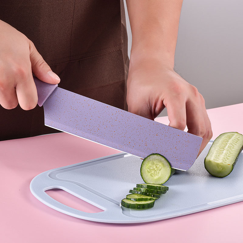 厨房刀具套装麦秸秆六件套彩色菜刀迷你礼盒礼品家用锋利套刀
