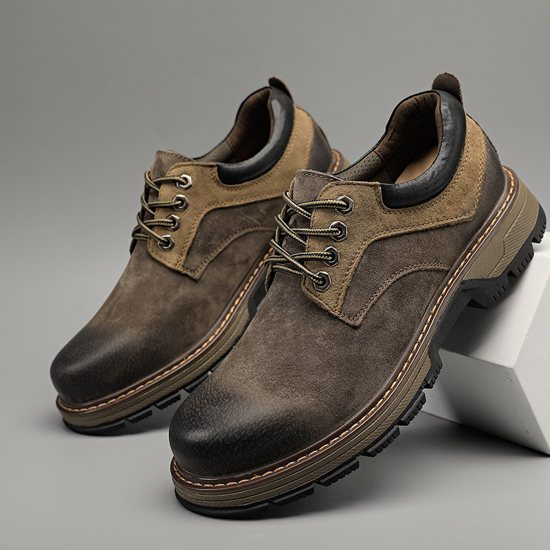 逐旅 低帮真皮工装马丁靴复古英伦风大头皮鞋RSD-98288·灰色