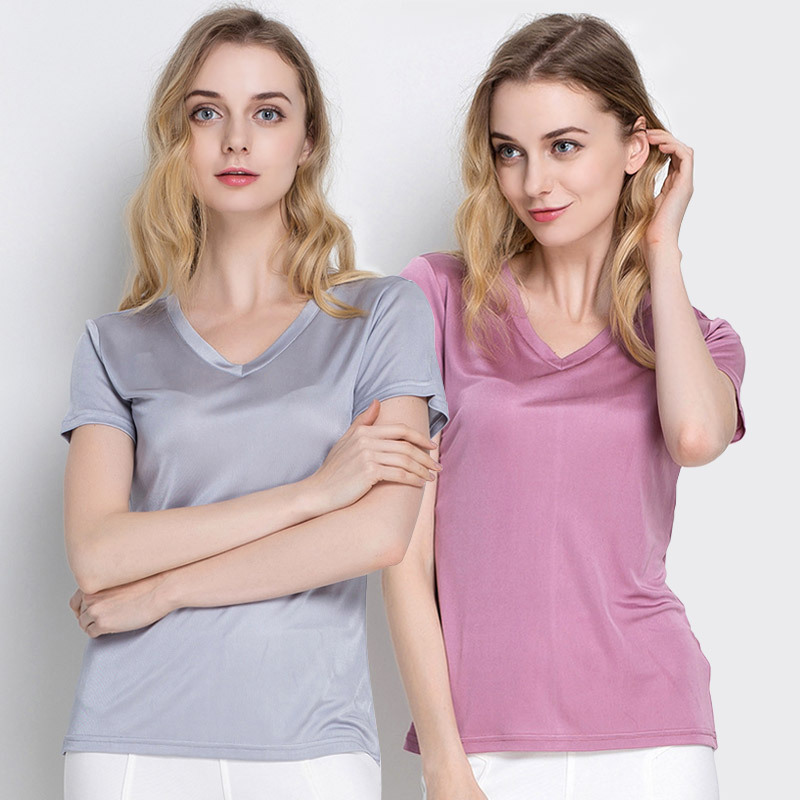 丝享轻奢·纯色真丝小V领T恤两件组！基础款不简单，也能穿出高级感！