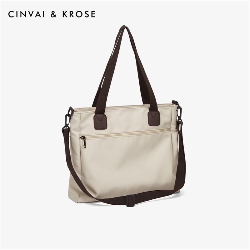 CinvaiKrose 帆布包女包包学生托特包大容量单肩书包女包B6303·卡其色
