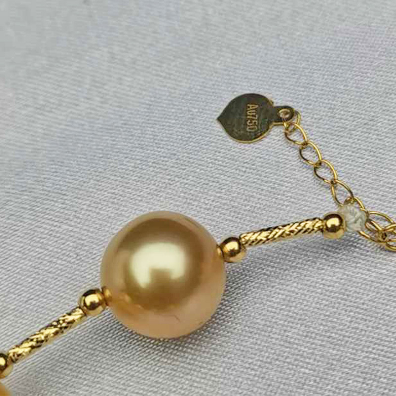 岛上明珠  海水南洋极强光浓金18k金珍珠手链·浓金色
