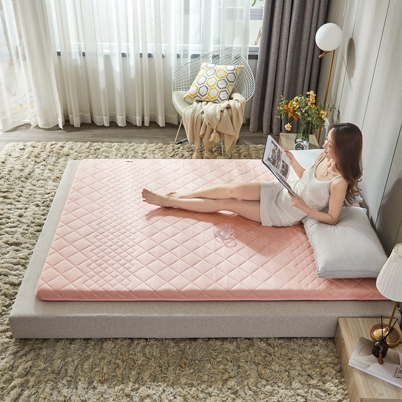 KATES HOME全棉可水洗英威达四层绗缝床垫·粉色
