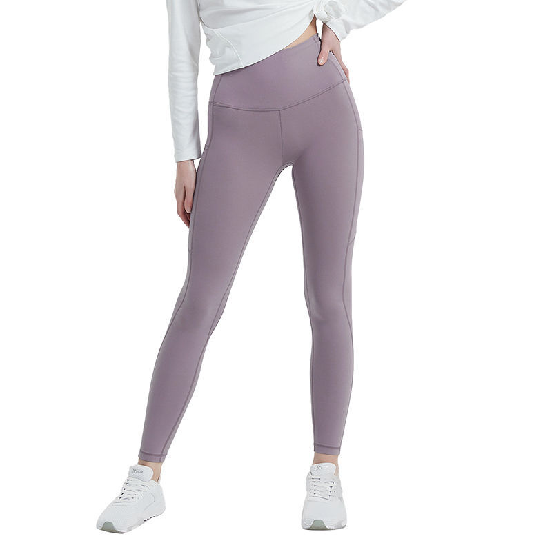 [质数]裸感弹力瑜伽健身裤·灰紫色