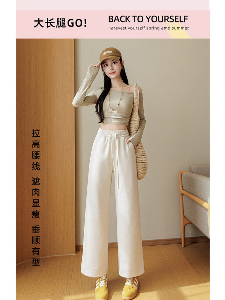 【专柜品质】赫本风斜纹羊毛高腰显瘦阔腿九分裤·咖色