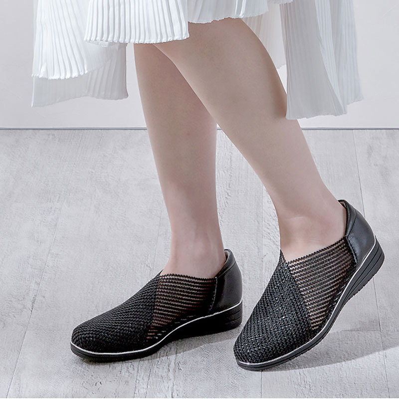 【上新】Pansy日本女鞋夏季镂空透气编织单鞋7054·黑色