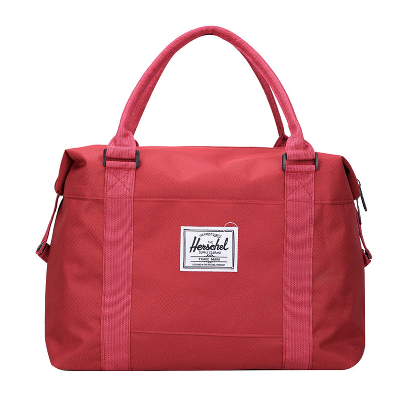 (特价款)时尚撞色男女通用大容量手提行李短途旅行时尚休闲包·红色