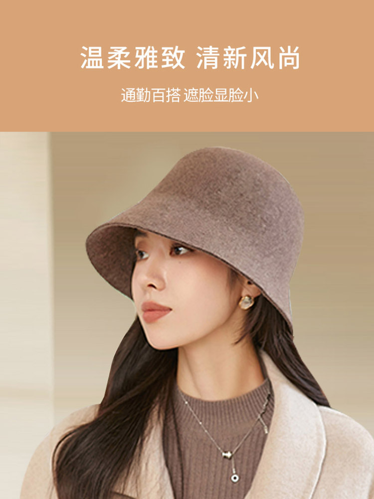 羊毛保暖时尚百搭减龄渔夫帽·原绒驼