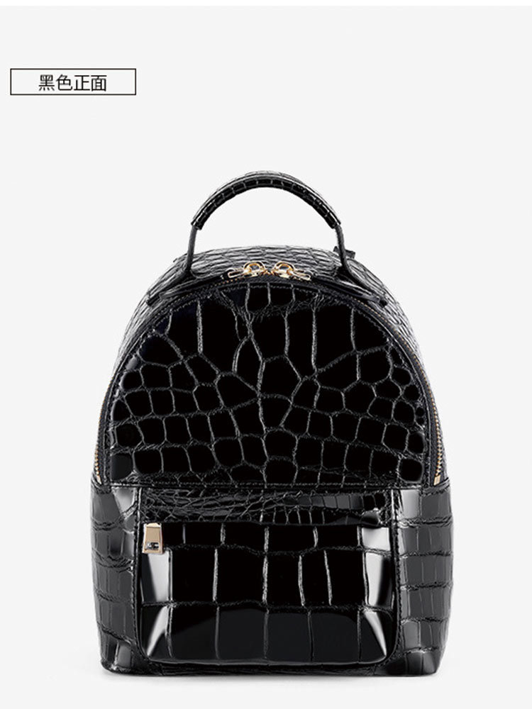 布休依-泓凯-暹罗鳄鱼肚皮女士双肩包大容量旅行出游背包·黑色
