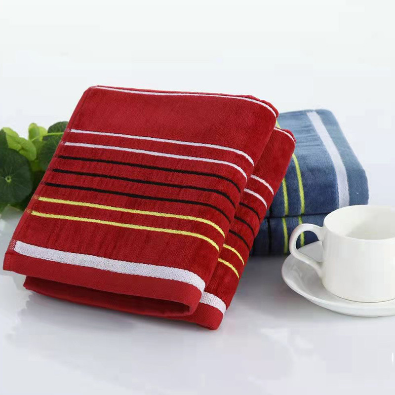 三利毛巾6条装纯棉割绒毛巾似水流年面巾9605红蓝各3条