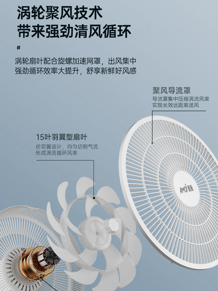 AMOI夏新智能语音落地扇立式静音家用电风扇·机械款1.2米电源线