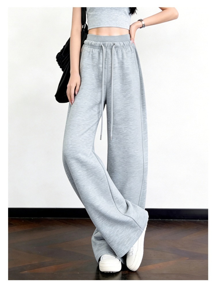 西果春秋松紧腰拼接高腰休闲裤3535·玫红常规