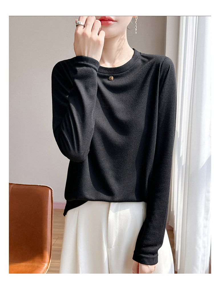 【新款特价】精纺莱赛尔纤维圆领宽松舒适显瘦长袖上衣·银雾灰