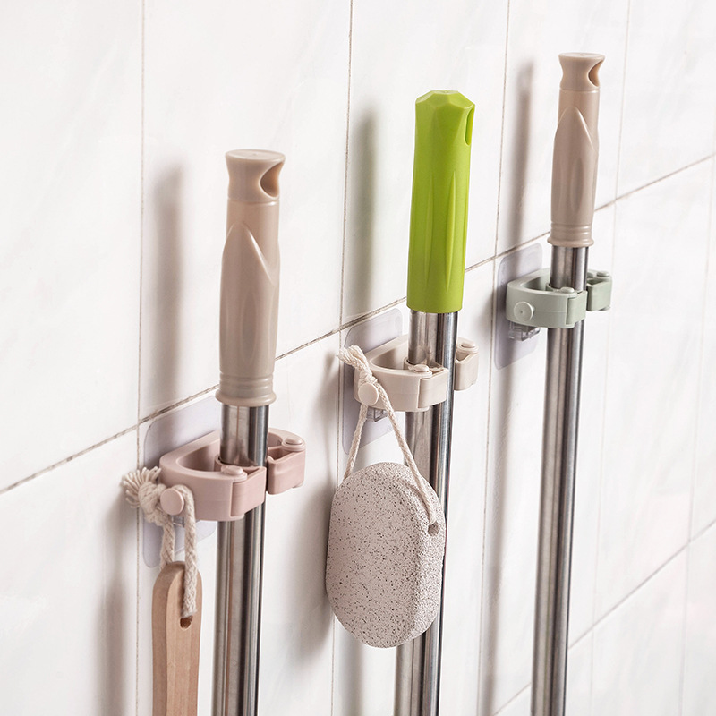 弘桦免钉无痕拖把夹大号3个装1902b北欧绿