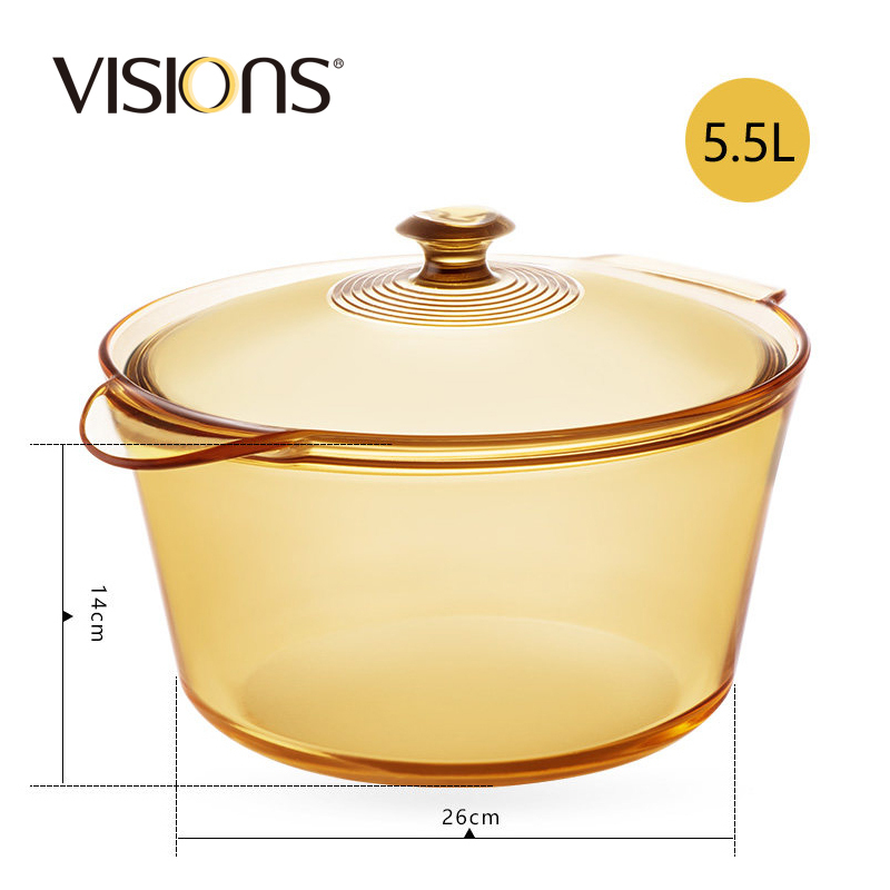 康宁 5.5L炖煮锅+送0.8L奶锅（VS55+VS08）·琥珀色