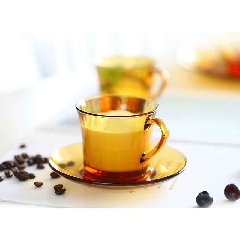 多莱斯DURALEX 法国进口钢化玻璃咖啡杯碟套装180ml·琥珀色