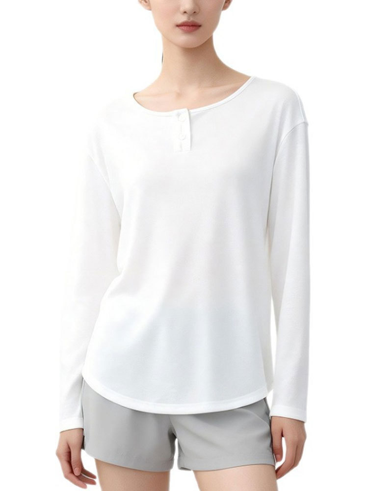 凉感莱赛尔天丝雪花亨利领宽松上衣8058#·月光白