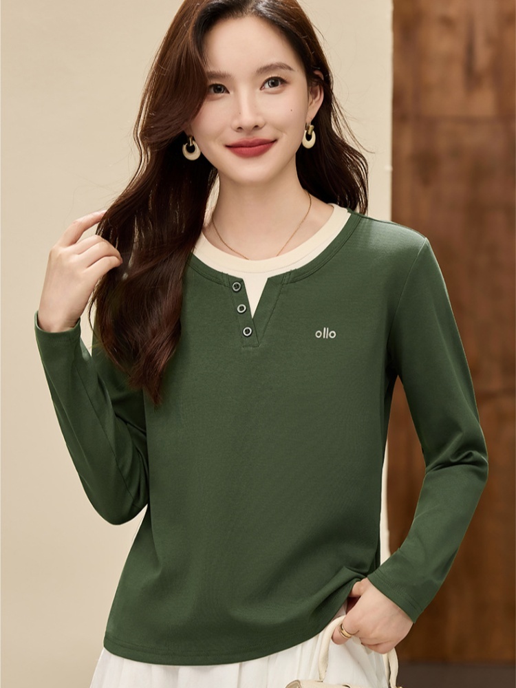 【高弹92棉】轩凌子高支撞色刺绣T恤S82530155·黑色