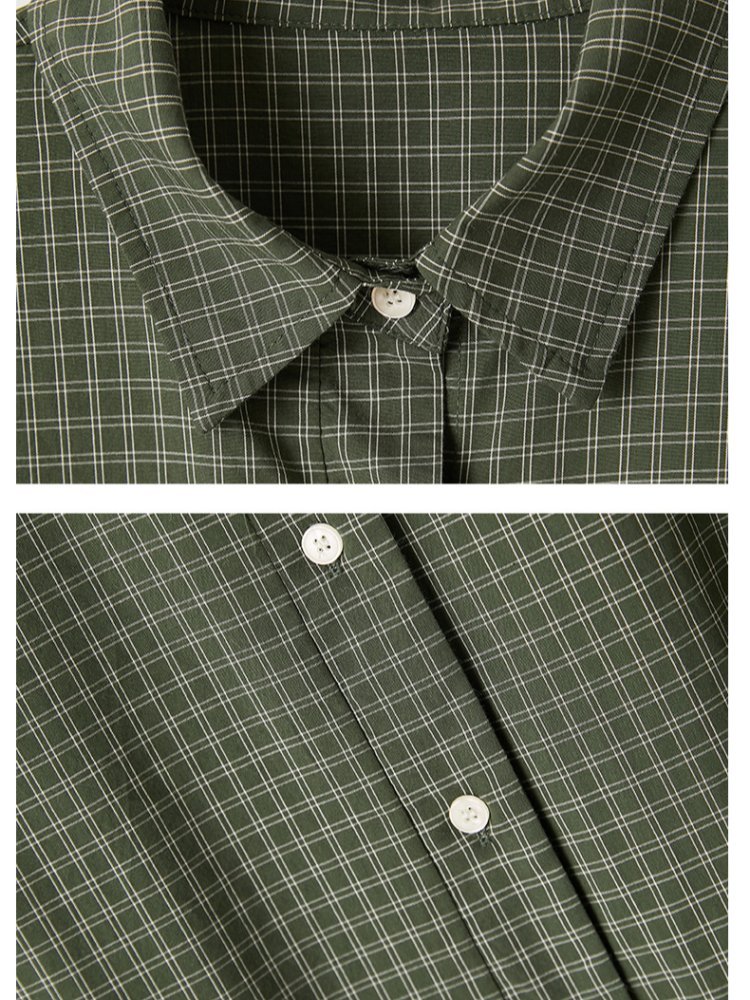 100棉可风各梭织侧系带格子衬衫61080·姜黄色