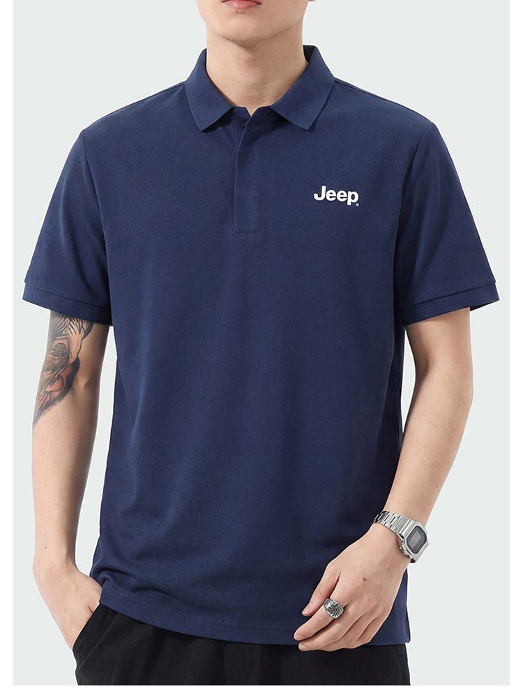 Jeep吉普翻领POLO衫男士短袖宽松上衣P86DMKT576-11·米白