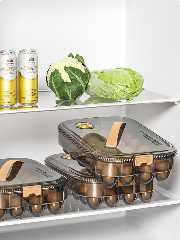 2个鸡蛋收纳盒手提带盖密封计时保鲜蛋托架厨房冰箱鸡蛋收纳24粒装