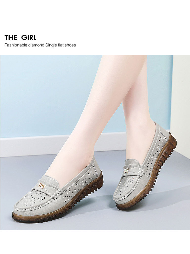 【爆款秒杀】时尚镂空透气超纤舒适软底一脚蹬豆豆鞋·黑色