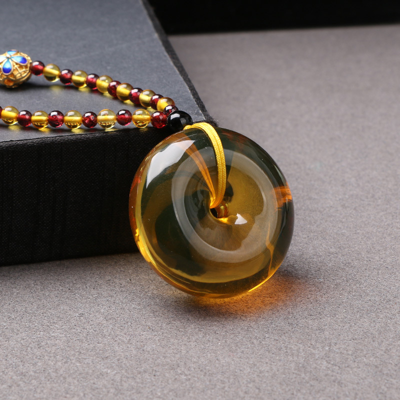 卓凡琥珀蓝珀平安扣吊坠挂件