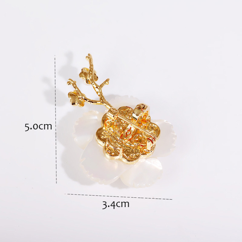 温书院天然贝壳淡水珍珠花朵一枝梅新品复古胸针别针X526