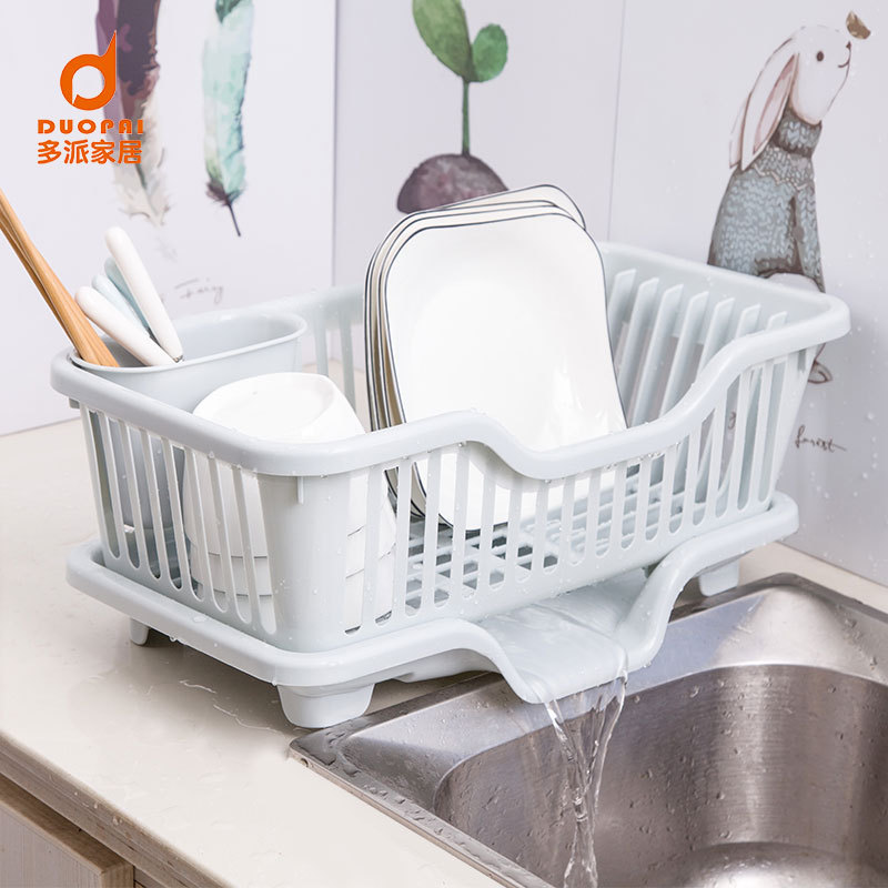 多派厨房大号塑料碗柜碗碟沥水架碗筷收纳盒颜色可选·白色