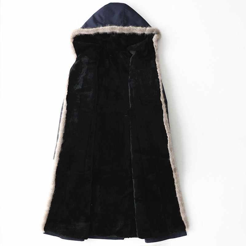 安柘娜冬季新款皮草派克服可拆卸獭兔毛尼克服女中长款水貂毛K29151·酒红