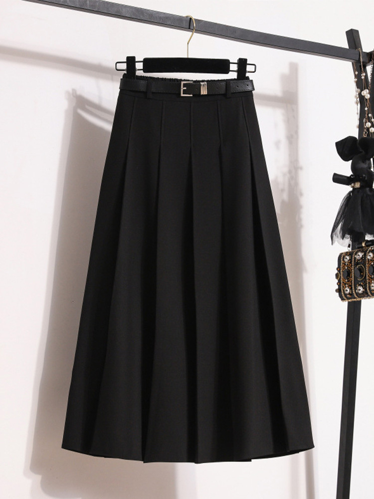 【品牌单】纯色百搭伞裙西装半身裙AL032503·黑