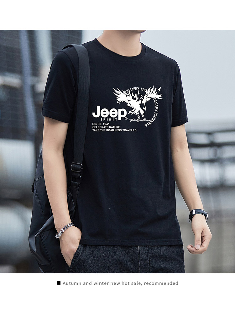 JEEP 短袖T恤夏季薄款体恤男圆领279016·黑色