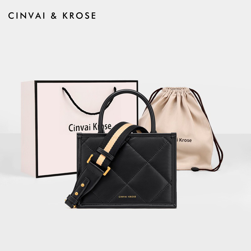 CinvaiKrose 包包女新款潮斜挎包女手提包百搭单肩包女包C6254·黑色