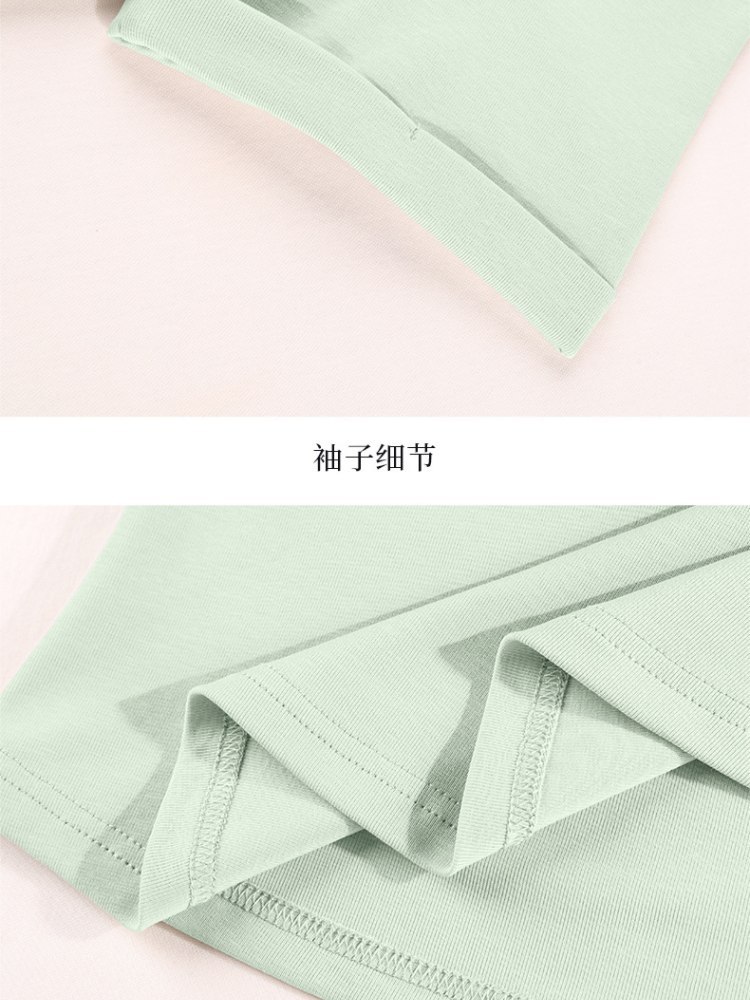【92精梳棉】轩凌子正肩卷边袖口收腰T恤XS82620091·冰茶色