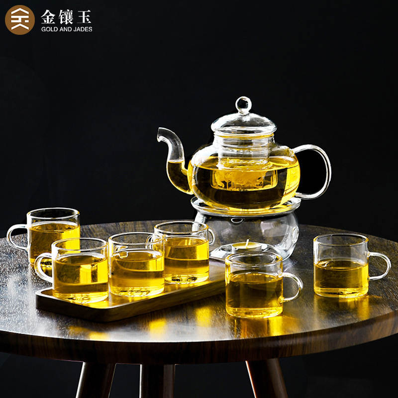 金镶玉高硼硅手工耐热耐高温玻璃茶具套组HP-01