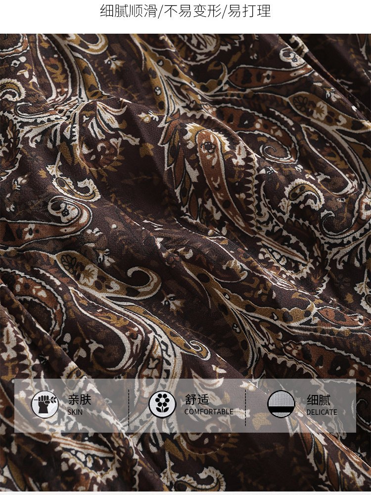 梦卓旋不规则雪纺印花半身裙ZS512·黑色