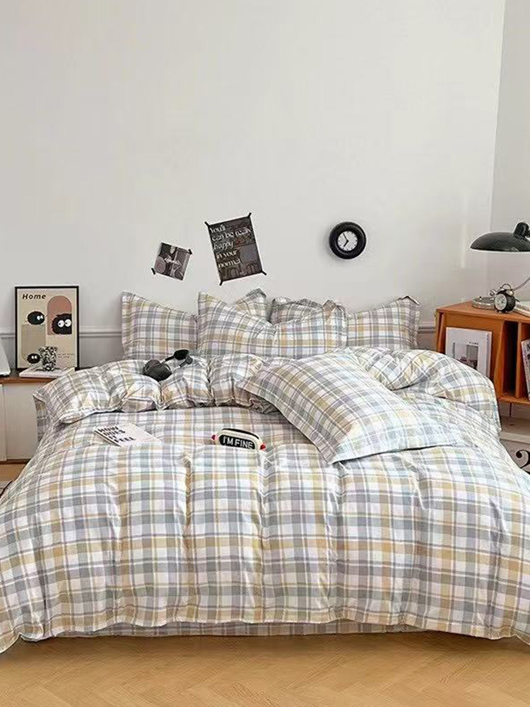 【暖冬心选】“简爱”质朴四件套（白灰）200*230cm ZY-TJ1771