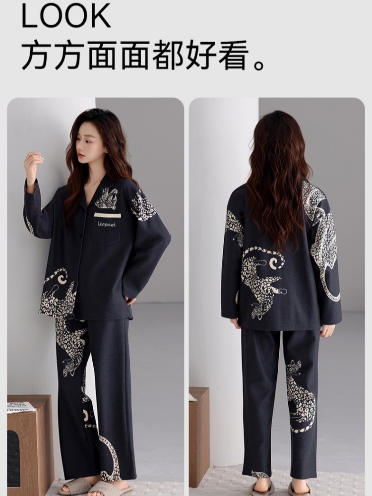 安曼双面磨绒厚保暖开衫家居服158018·158015