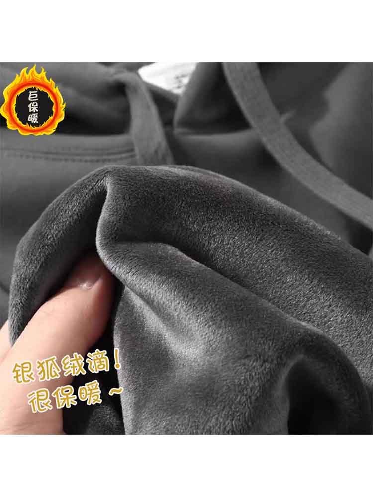 2件装【420克银狐绒/细绒】男女同款棉质圆领卫衣·黑色+深灰色